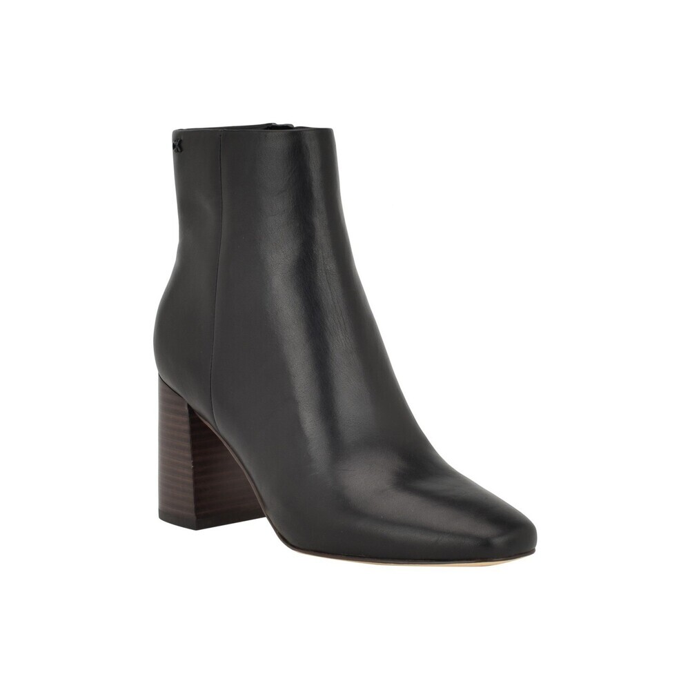 Calvin Klein Audrina Boots Women's US 7.5 Black Leather Dress Bootie LION450